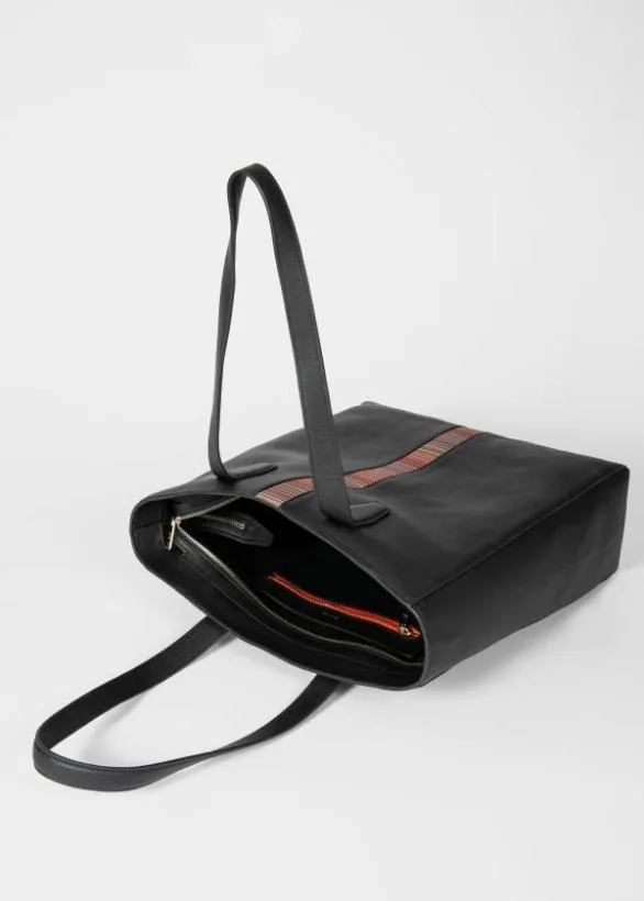 Paul Smith Tailoring Leather 039Signature Stripe039 Tote Bag Black 8211 MensWomens