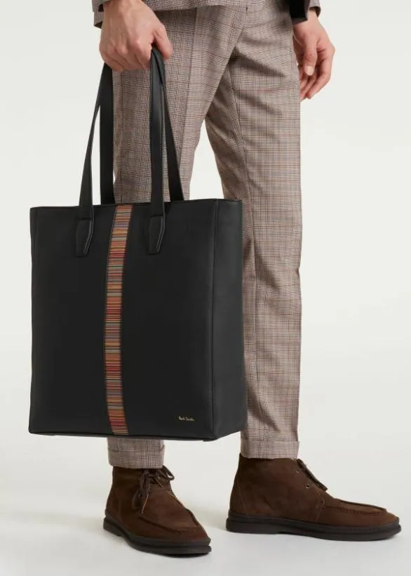 Paul Smith Tailoring Leather 039Signature Stripe039 Tote Bag Black 8211 MensWomens
