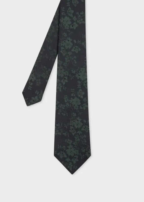 Paul Smith Ties Floral Silk Tie Blue 8211 Mens