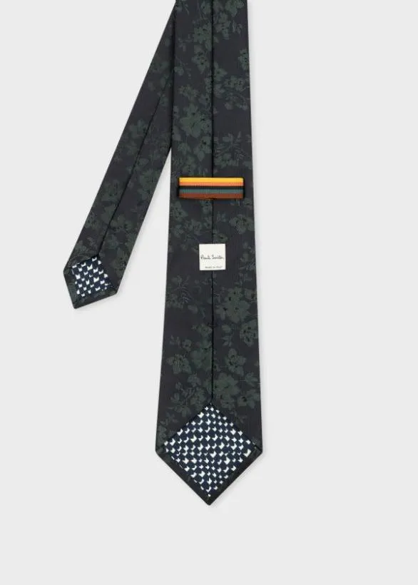 Paul Smith Ties Floral Silk Tie Blue 8211 Mens
