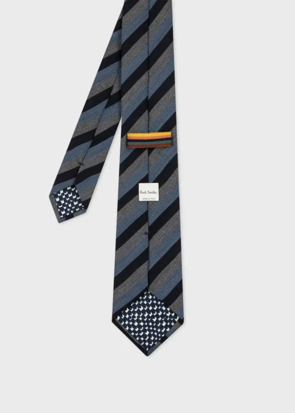 Paul Smith Ties SilkWool Tri Stripe Tie Blue 8211 Mens