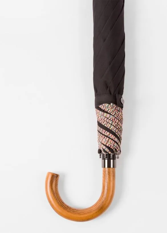 Paul Smith Travel and Luggage 039Signature Stripe039 Trim Compact Umbrella Black 8211 Mens