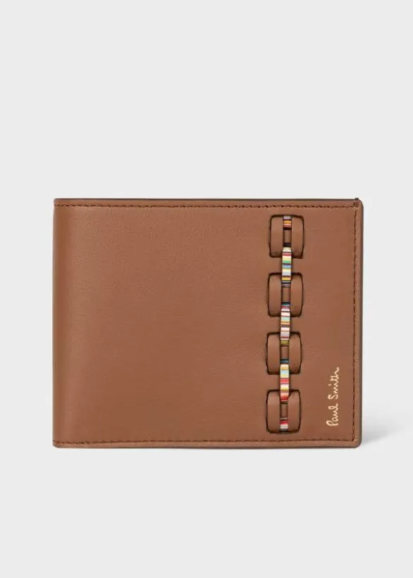 Paul Smith Wallets Woven Front Calf Leather Billfold Wallet Brown 8211 Mens
