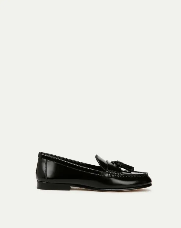 Penny Leather Tassel Loafer Black Women Veronica Beard Shoes
