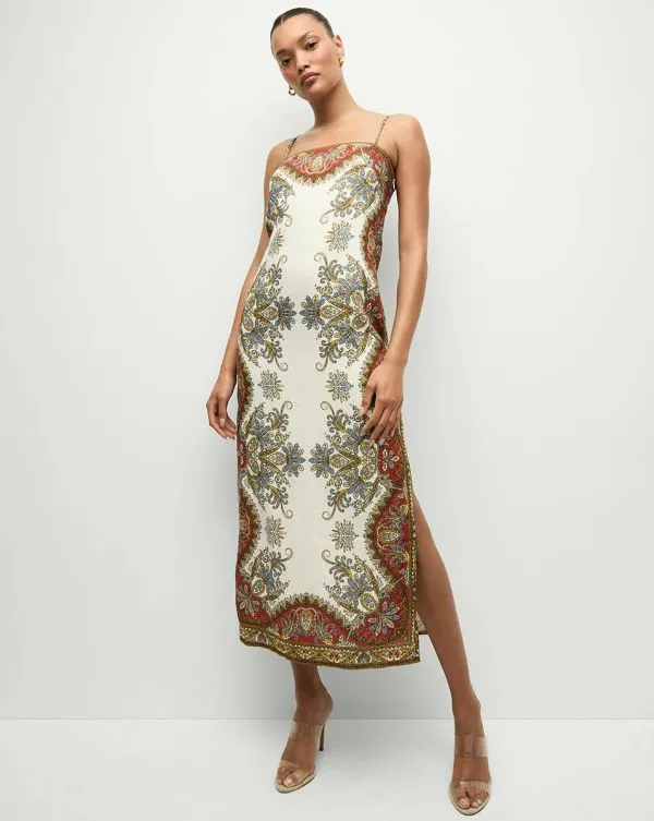 Petra Linen Dress Doveandred Multi Women Veronica Beard Dresses