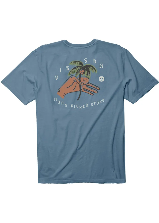 Premium Tees Men Vissla Hand Picked Ss Pkt Tee Faded Denim
