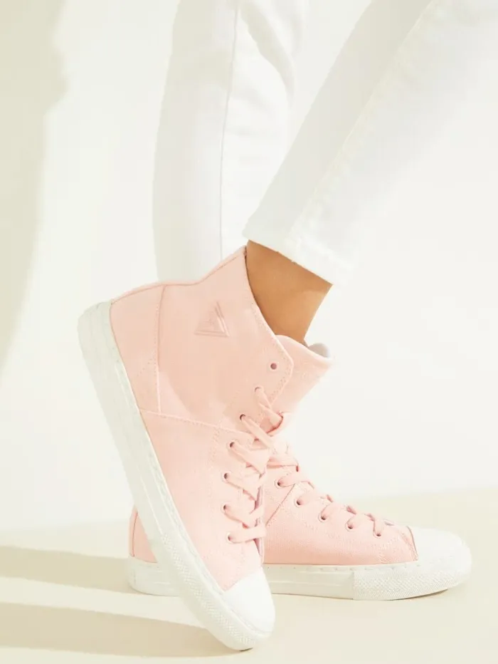 Prinze HighTop Canvas Sneakers Light Pink Sneakers GUESS Women Prinze HighTop Canvas Sneakers Light Pink Sneakers GUESS Women