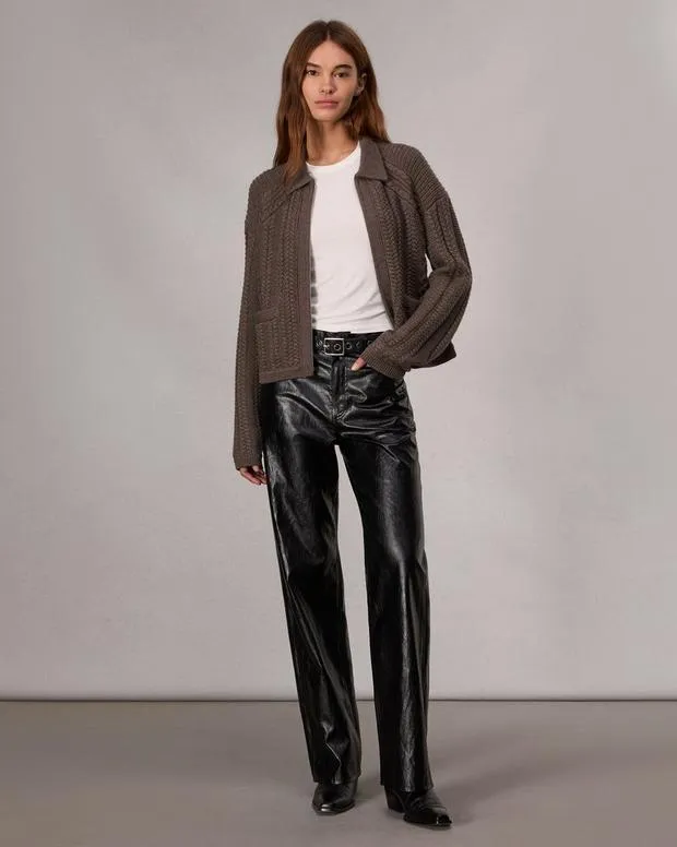 rag and bone Kerry CableKnit Cardigan Brown Women Sweaters and Sweatshirts