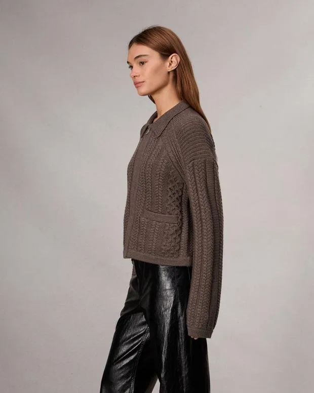 rag and bone Kerry CableKnit Cardigan Brown Women Sweaters and Sweatshirts