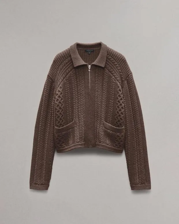 rag and bone Kerry CableKnit Cardigan Brown Women Sweaters and Sweatshirts