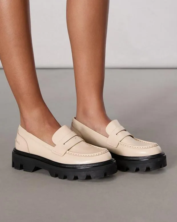 rag and bone Quinn Leather Loafer Greige Women Flats