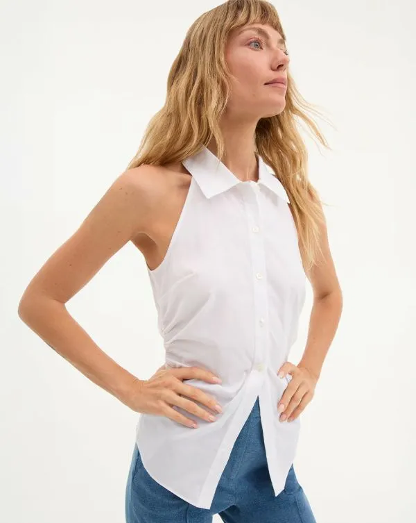 Regina Sleeveless ButtonDown Shirt White Women Veronica Beard Tops