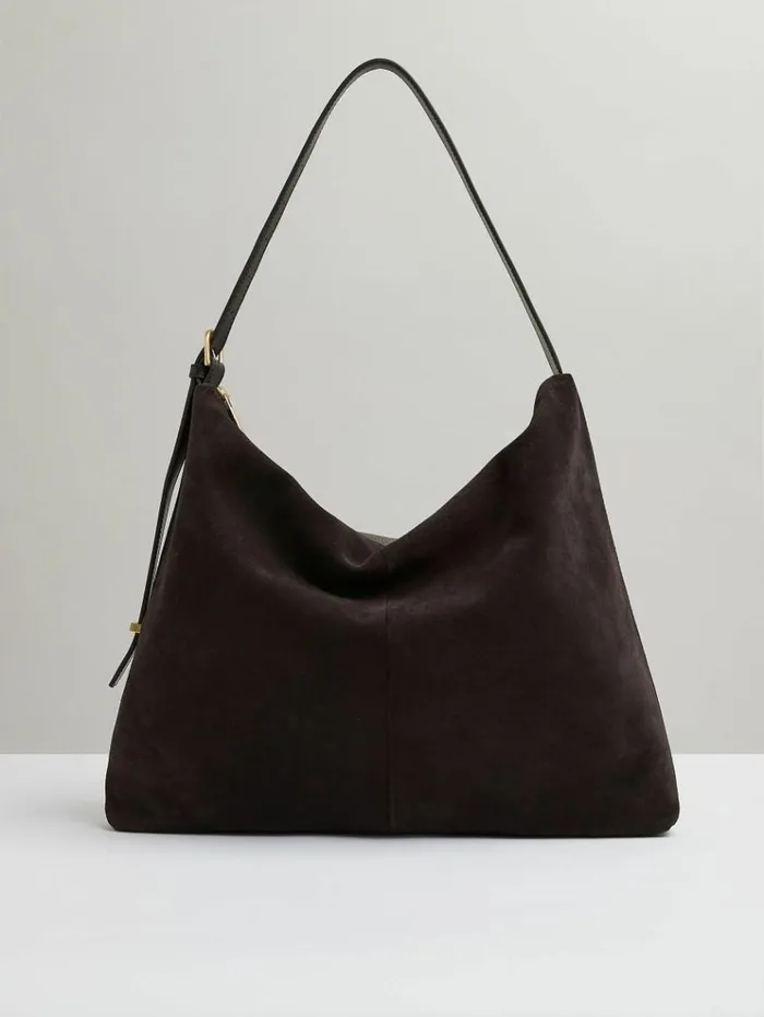 REISS Bags and Purses Women Grained Leather Tote Bag Chocolate