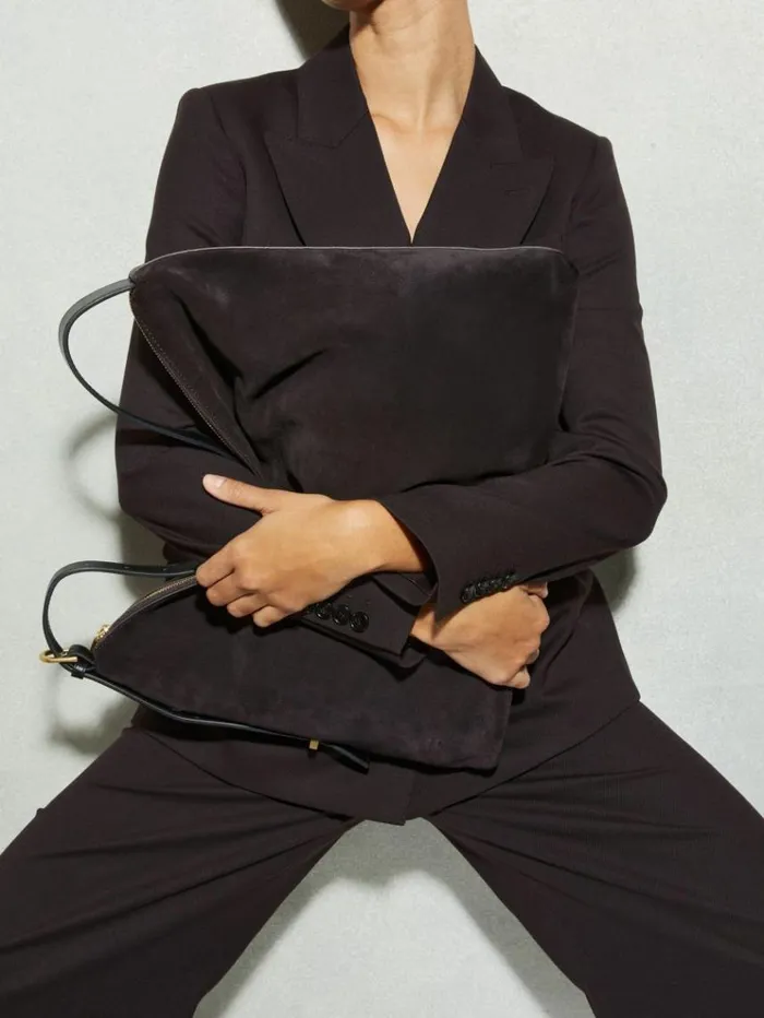REISS Bags and Purses Women Grained Leather Tote Bag Chocolate