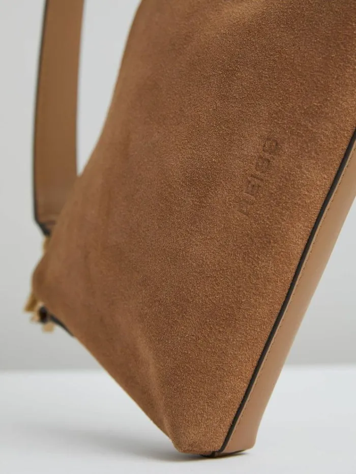 REISS Bags and Purses Women Leather And Suede DoubleStrap Bag Tan