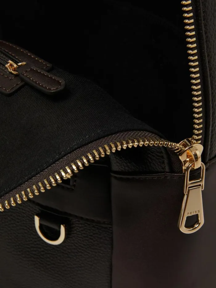 REISS Bags Men Leather Zipped Backpack Dark Brown