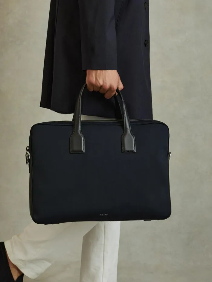 REISS Bags Men Neoprene Briefcase Dark Navy