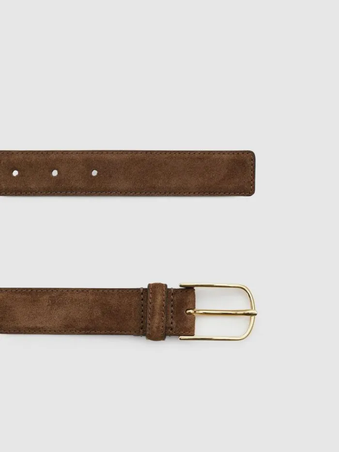 REISS Belts Women Suede Belt Tan
