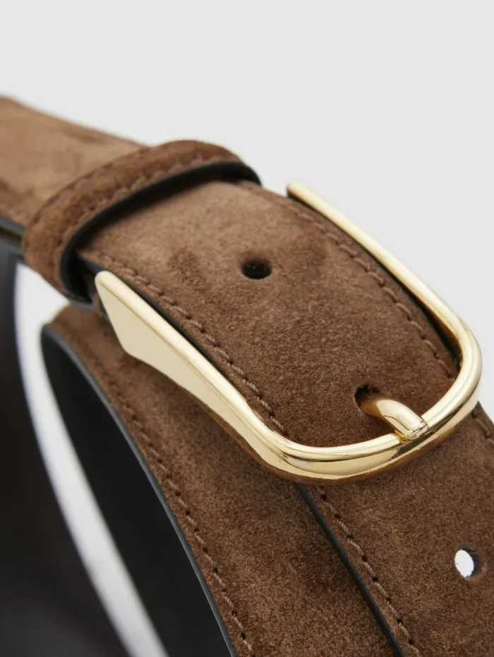 REISS Belts Women Suede Belt Tan