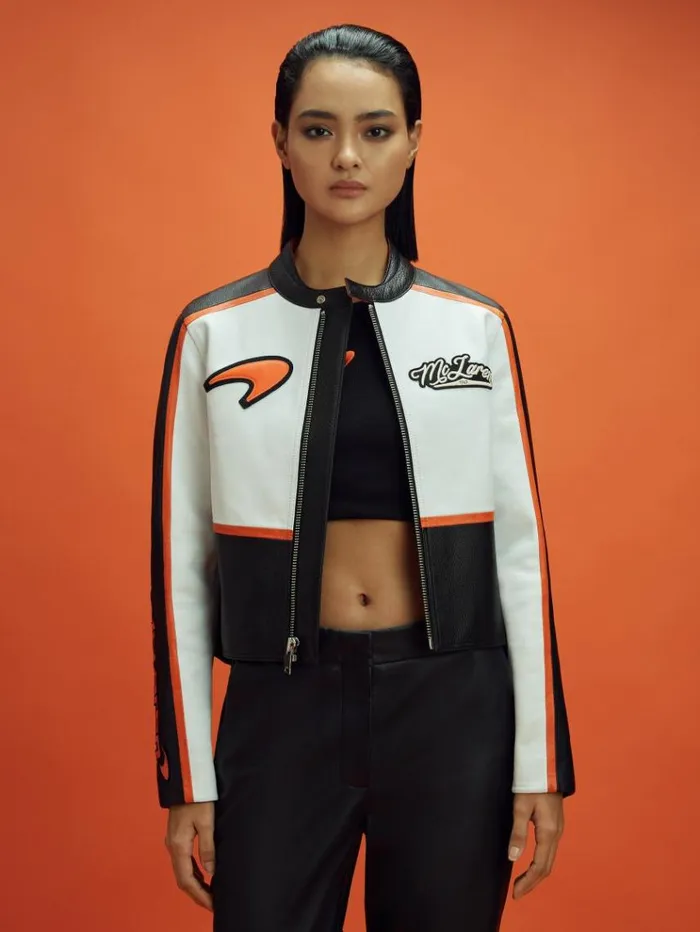 REISS Blazers and Jackets Women McLaren F1 Colourblock Leather Biker Jacket Blackpapaya REISS Blazers and Jackets Women McLaren F1 Colourblock Leather Biker Jacket Blackpapaya