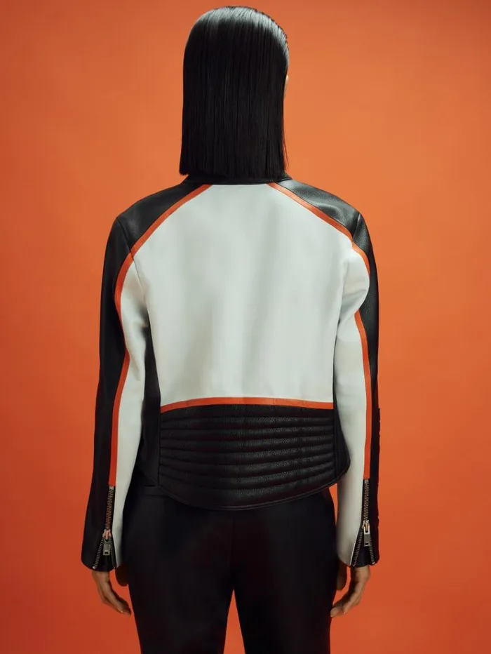 REISS Blazers and Jackets Women McLaren F1 Colourblock Leather Biker Jacket Blackpapaya