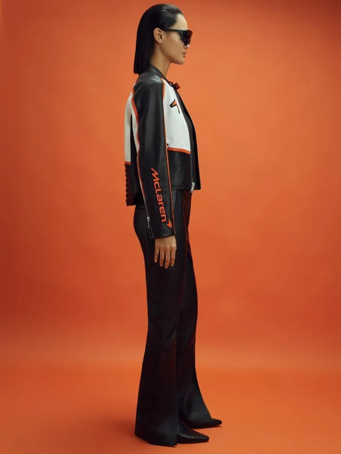 REISS Blazers and Jackets Women McLaren F1 Colourblock Leather Biker Jacket Blackpapaya