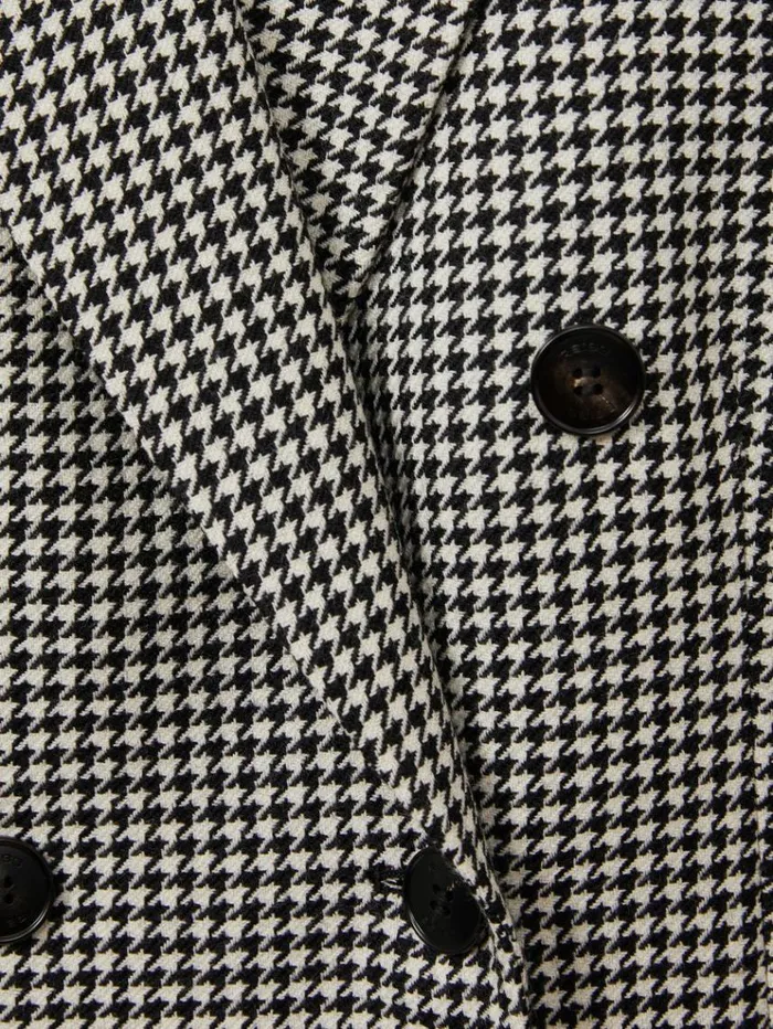REISS Blazers and Jackets Women Wool Dogtooth Double Breasted Blazer Blackwhite