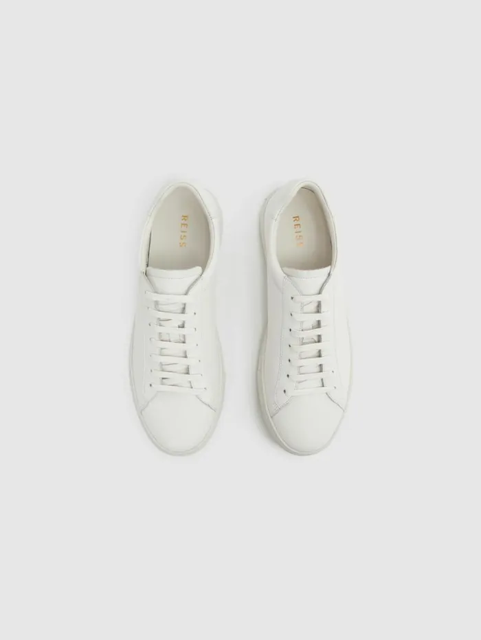 REISS Casual Shoes Men Leather Trainers White