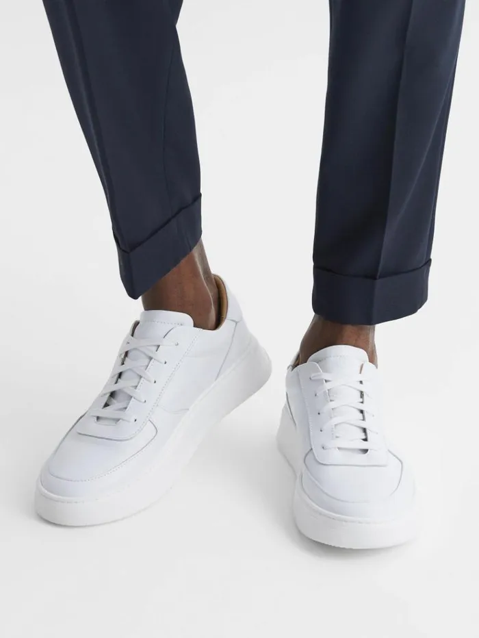 REISS Casual Shoes Men Unseen Marais Trainers Optic White