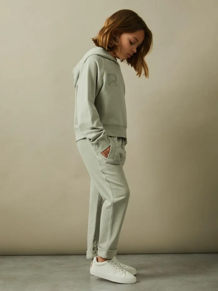 REISS CoOrds Children Garment Dyed Cotton Joggers Sage