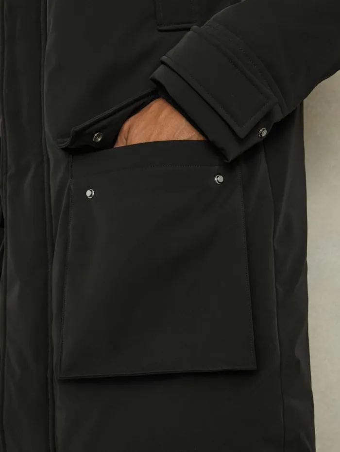 REISS Coats and Jackets Men Hooded Shell Down Coat Black