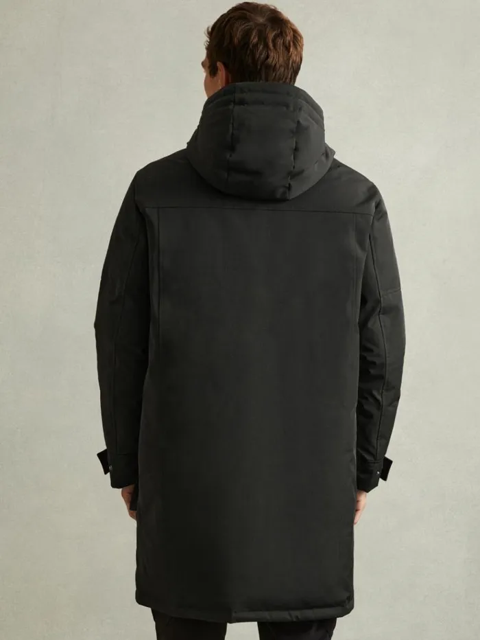 REISS Coats and Jackets Men Hooded Shell Down Coat Black