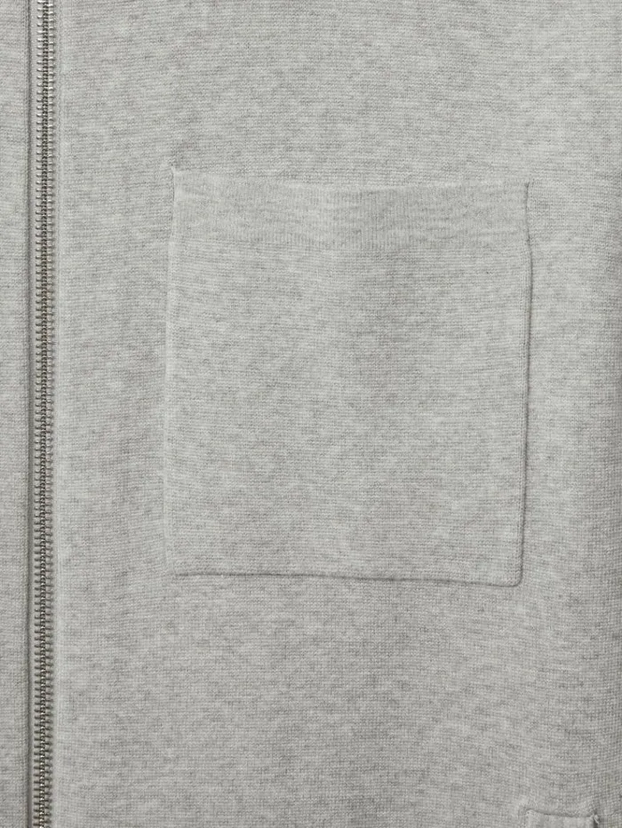 REISS Coats and Jackets Men Knitted Zip Through Jacket Soft Grey Melange