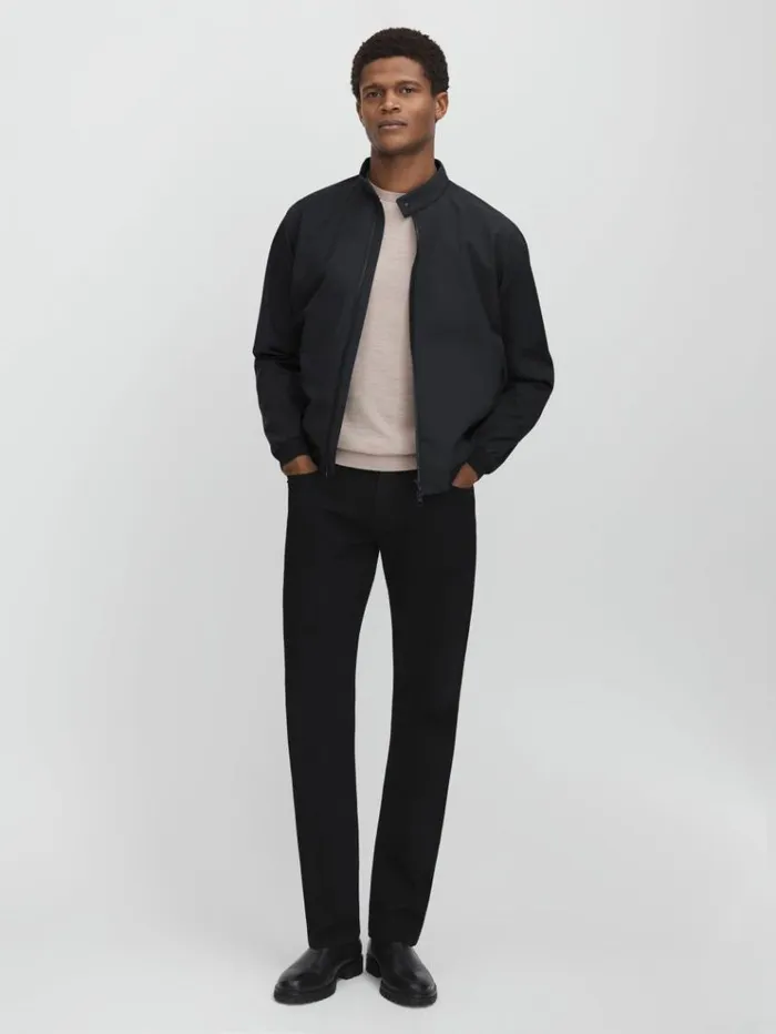 REISS Coats and Jackets Men Scandinavian Edition Waterproof HarringtonStyle Jacket Midnight