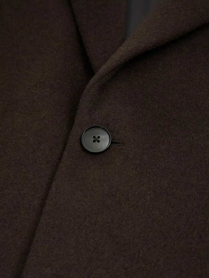 REISS Coats and Jackets Men Wool Blend Single Breasted Epsom Overcoat Chocolate Brown