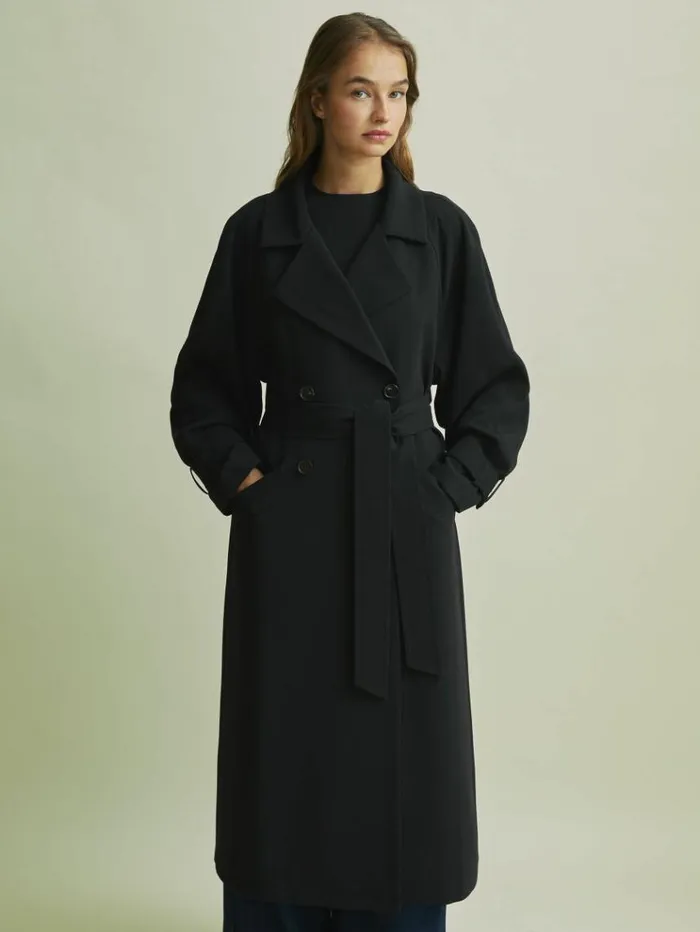 REISS Coats and Jackets Women Florere Double Breasted Belted Trench Coat Black REISS Coats and Jackets Women Florere Double Breasted Belted Trench Coat Black