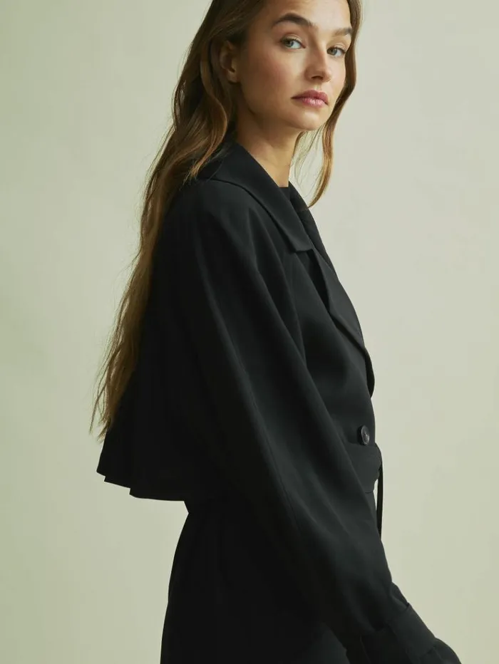 REISS Coats and Jackets Women Florere Double Breasted Belted Trench Coat Black