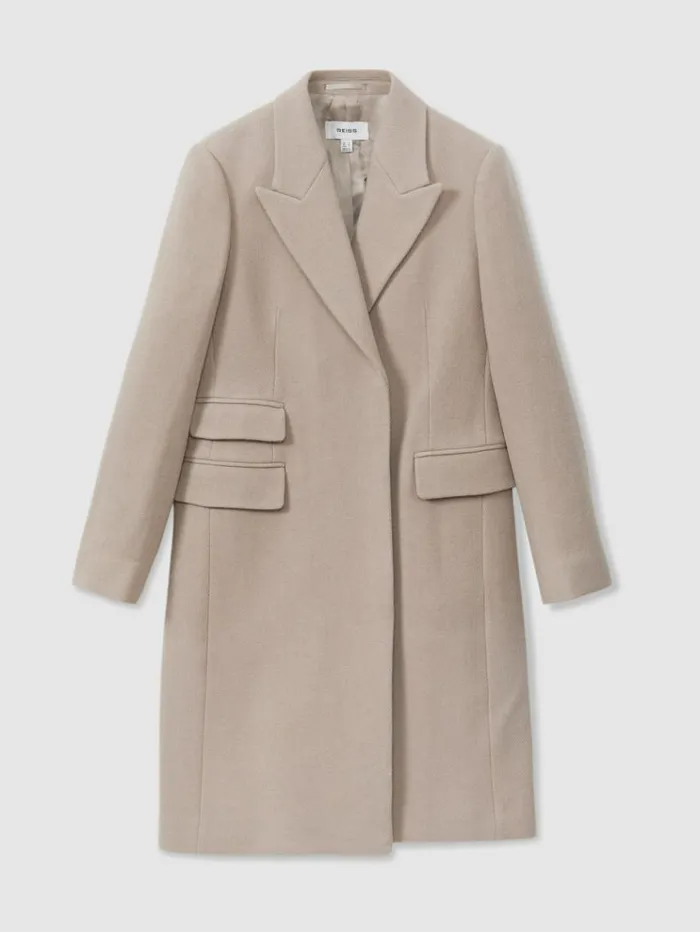 REISS Coats and Jackets Women WoolBlend Coat Stone