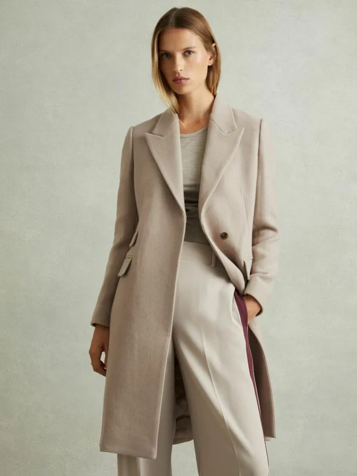 REISS Coats and Jackets Women WoolBlend Coat Stone