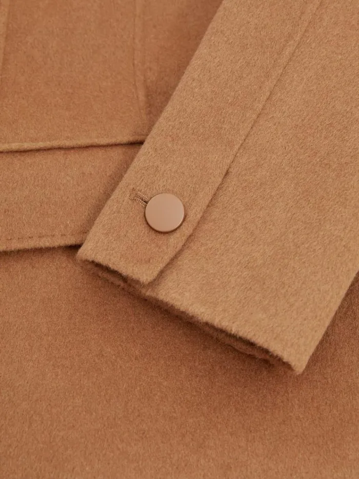 REISS Coats and Jackets Women Wool Blend Double Breasted Blindseam Coat Toffee