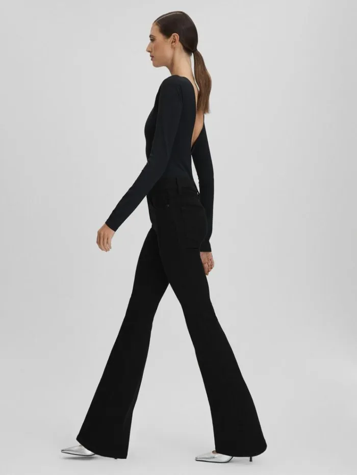 REISS Denim Women Good American Flared Jeans Black