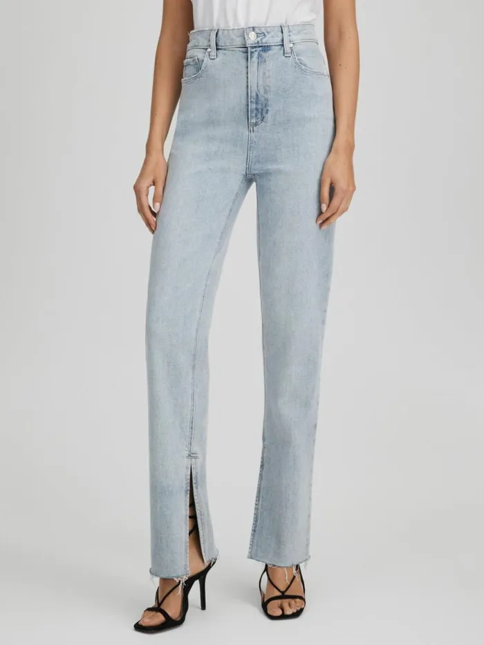 REISS Denim Women Paige Straight Leg Split Hem Jeans Gianna Blue