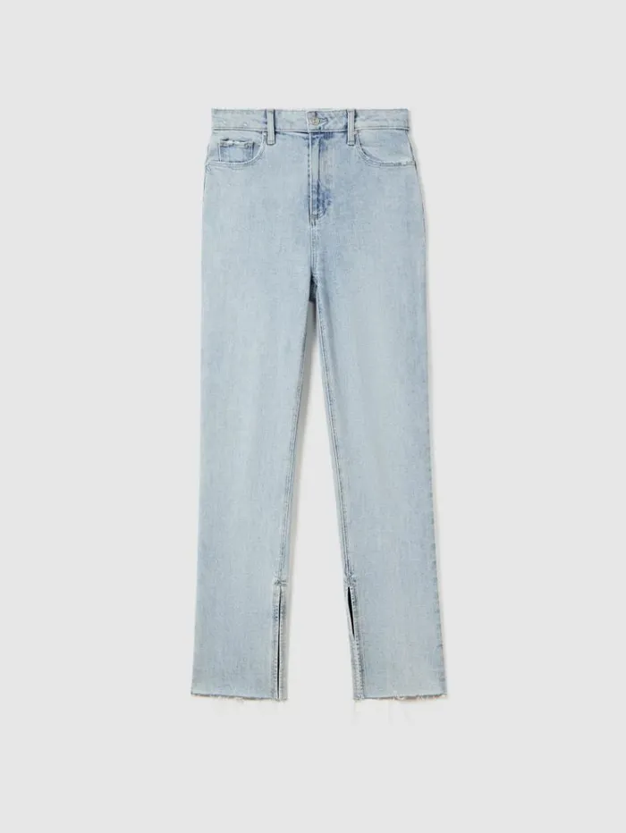 REISS Denim Women Paige Straight Leg Split Hem Jeans Gianna Blue