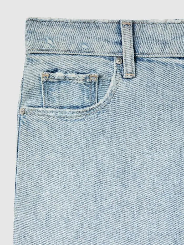 REISS Denim Women Paige Straight Leg Split Hem Jeans Gianna Blue