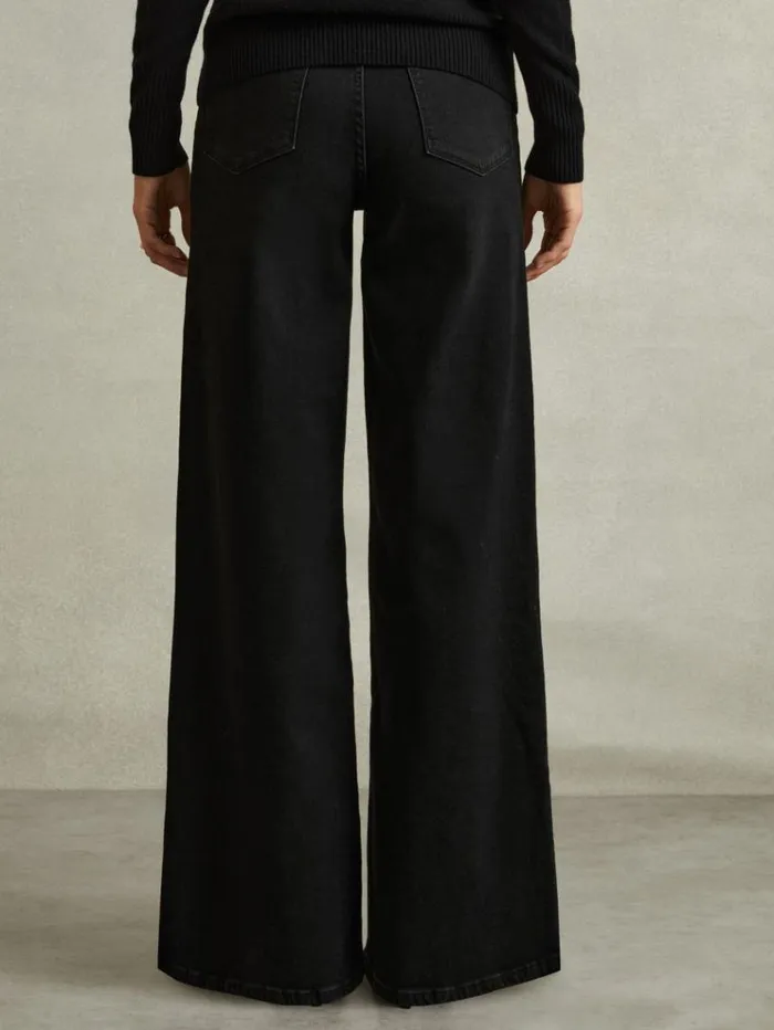 REISS Denim Women Palazzo Jeans Black