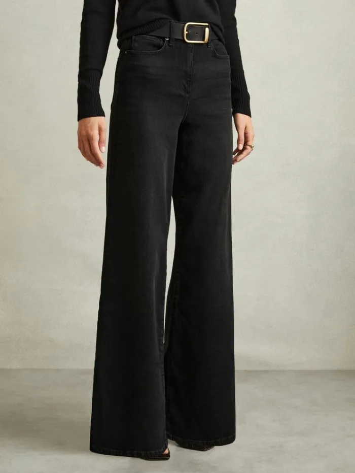 REISS Denim Women Palazzo Jeans Black