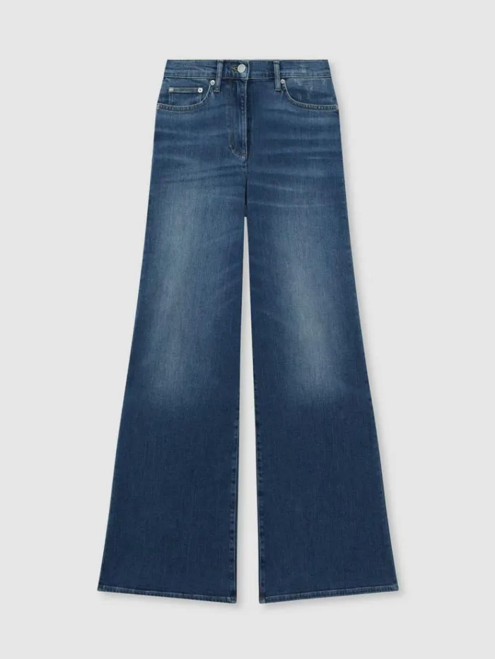 REISS Denim Women Palazzo Jeans Mid Blue