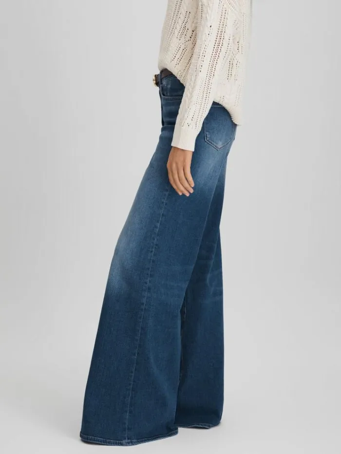 REISS Denim Women Palazzo Jeans Mid Blue
