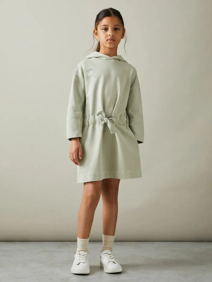 REISS Dresses Children Cotton Hooded Logo Dress Sage