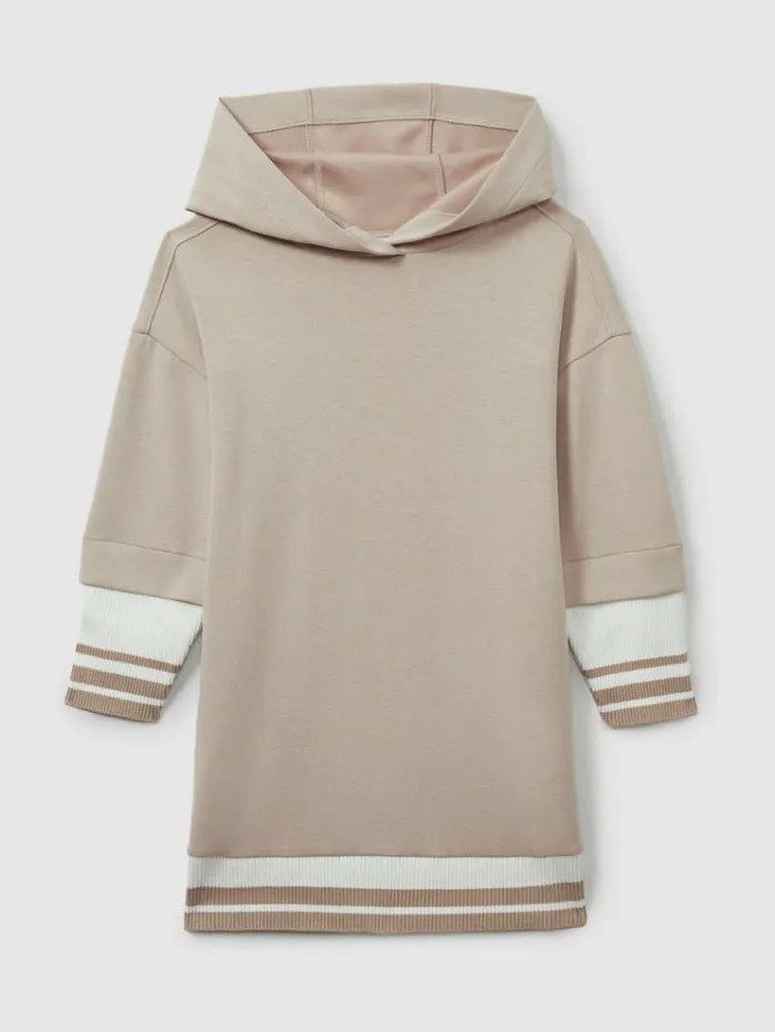 REISS Dresses Children Hooded Jersey Hoodie Dress Mink